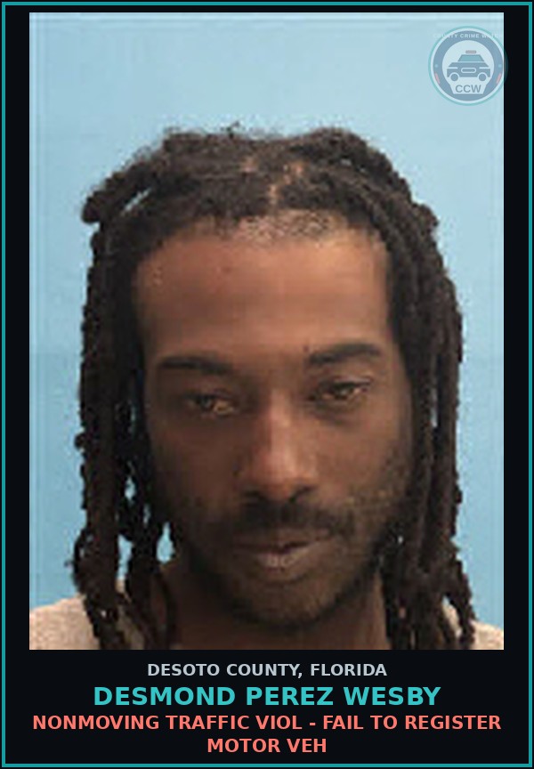 Booking mugshot of Desmond Perez Wesby in DeSoto County