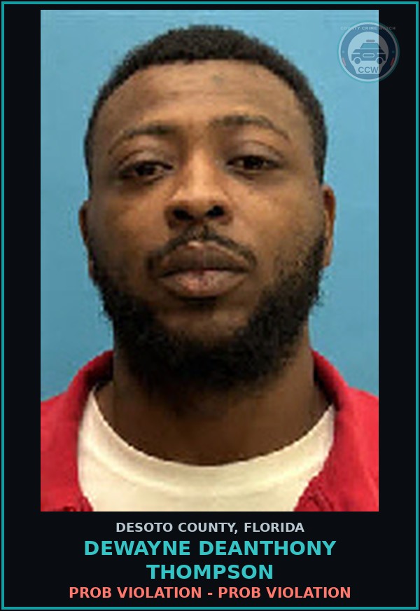 Booking mugshot of Dewayne Deanthony Thompson in DeSoto County