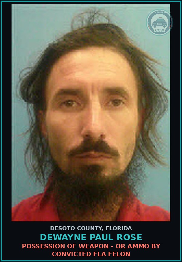 Booking mugshot of Dewayne Paul Rose in DeSoto County