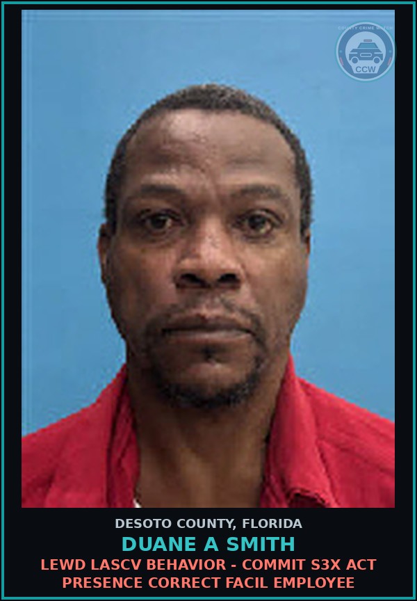 Booking mugshot of Duane A Smith in DeSoto County