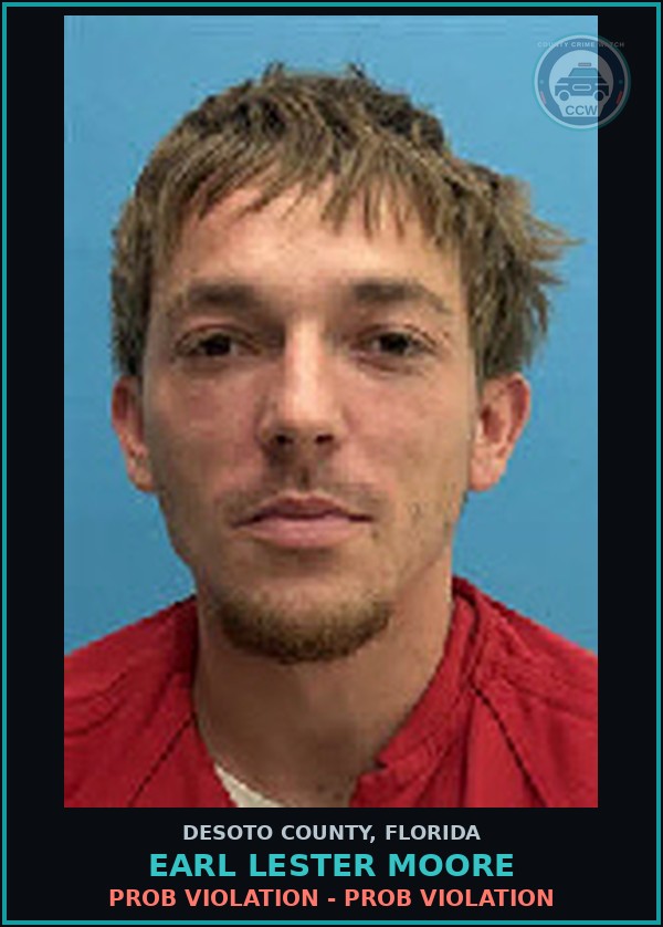 Booking mugshot of Earl Lester Moore in DeSoto County