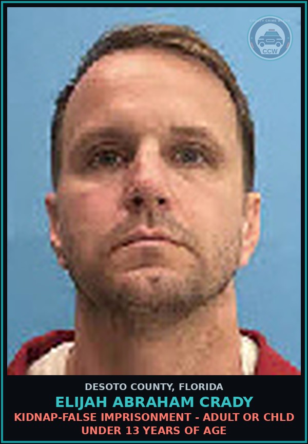 Booking mugshot of Elijah Abraham Crady in DeSoto County