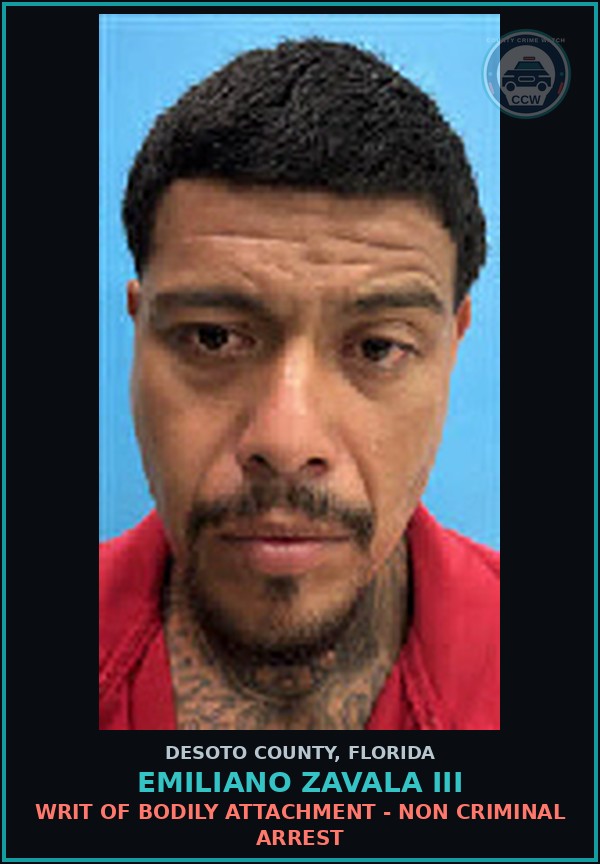 Booking mugshot of Emiliano Zavala III in DeSoto County