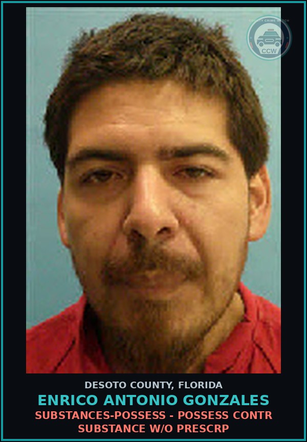Booking mugshot of Enrico Antonio Gonzales in DeSoto County