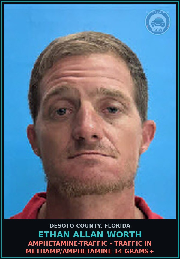 Booking mugshot of Ethan Allan Worth in DeSoto County