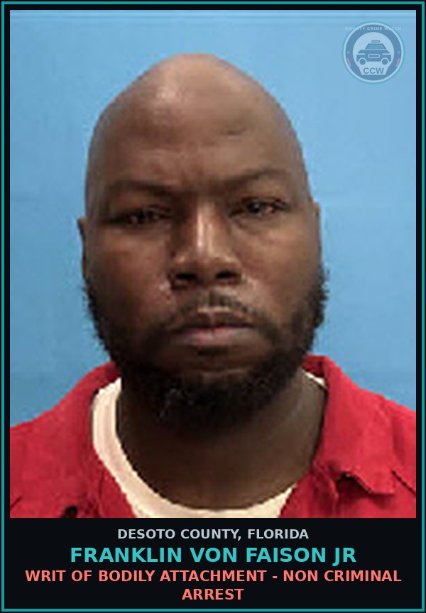 Booking mugshot of Franklin Von Faison Jr in DeSoto County