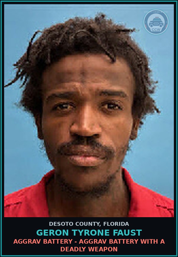 Booking mugshot of Geron Tyrone Faust in DeSoto County