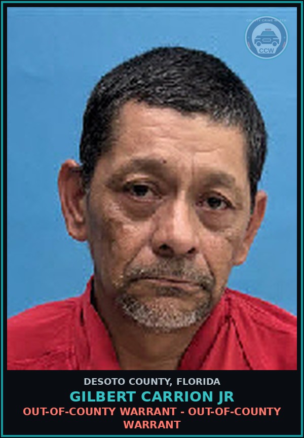 Booking mugshot of Gilbert Carrion Jr in DeSoto County