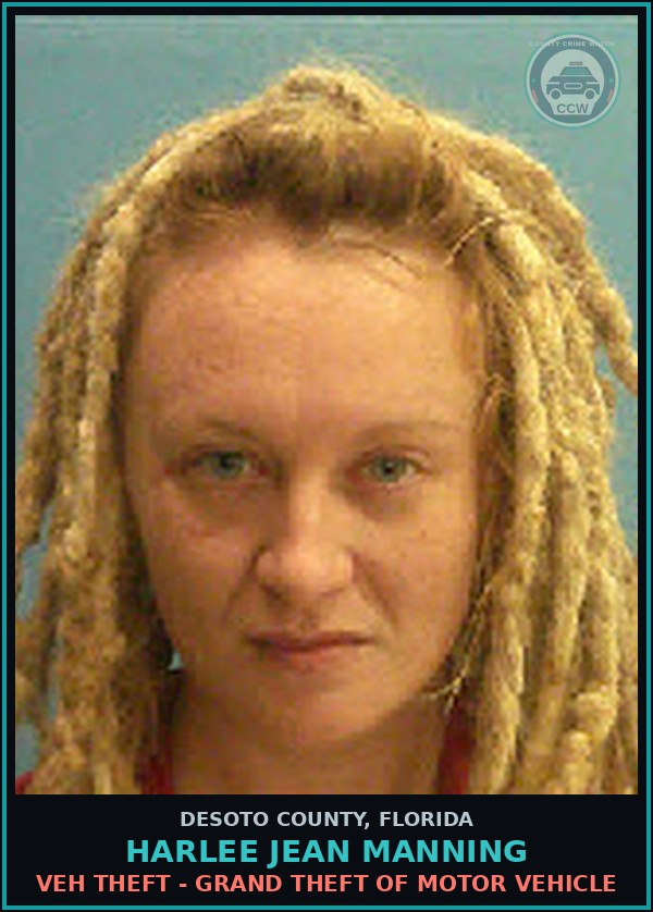 Booking mugshot of Harlee Jean Manning in DeSoto County