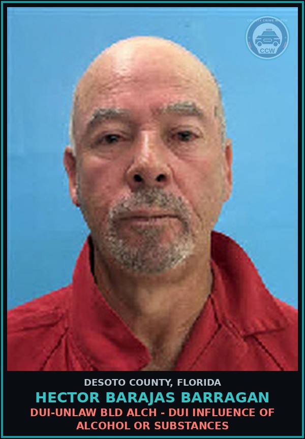 Booking mugshot of Hector Barajas Barragan in DeSoto County