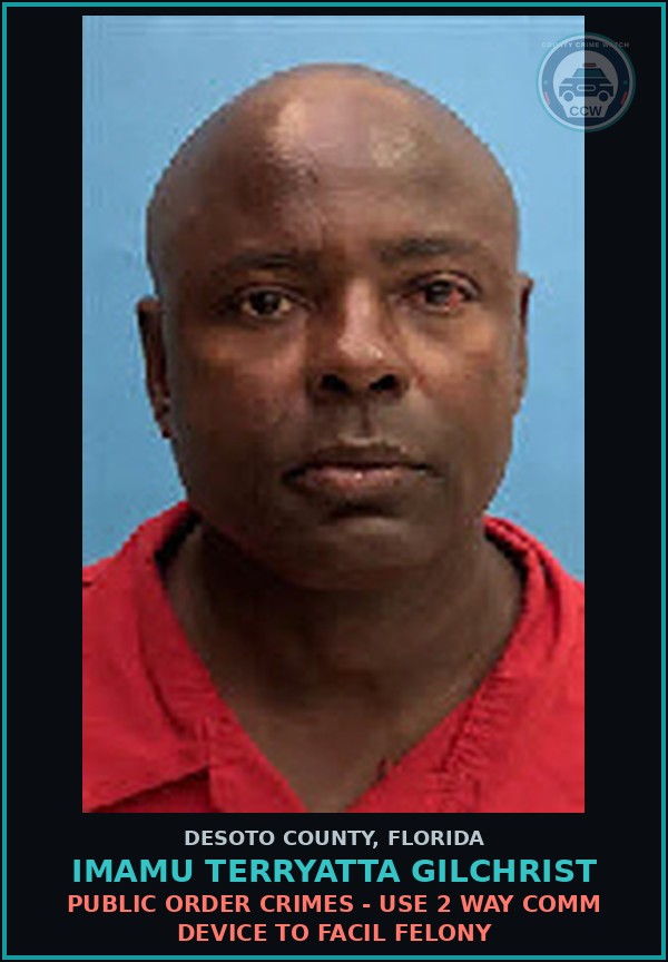 Booking mugshot of Imamu Terryatta Gilchrist in DeSoto County