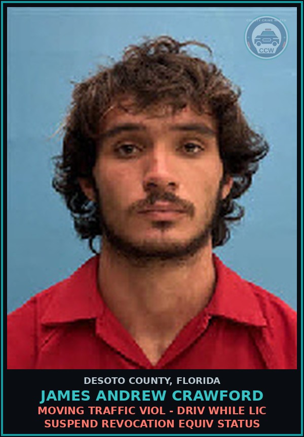 Booking mugshot of James Andrew Crawford in DeSoto County