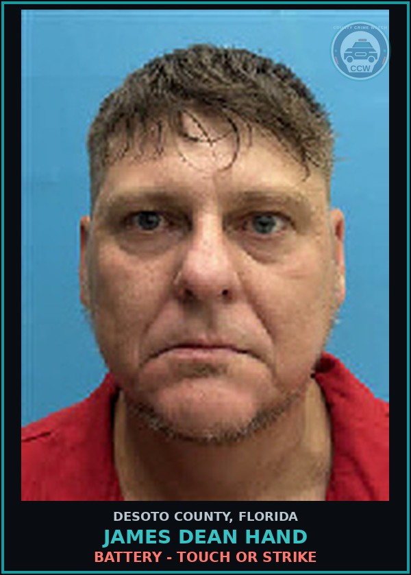 Booking mugshot of James Dean Hand in DeSoto County