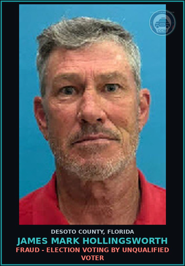Booking mugshot of James Mark Hollingsworth in DeSoto County