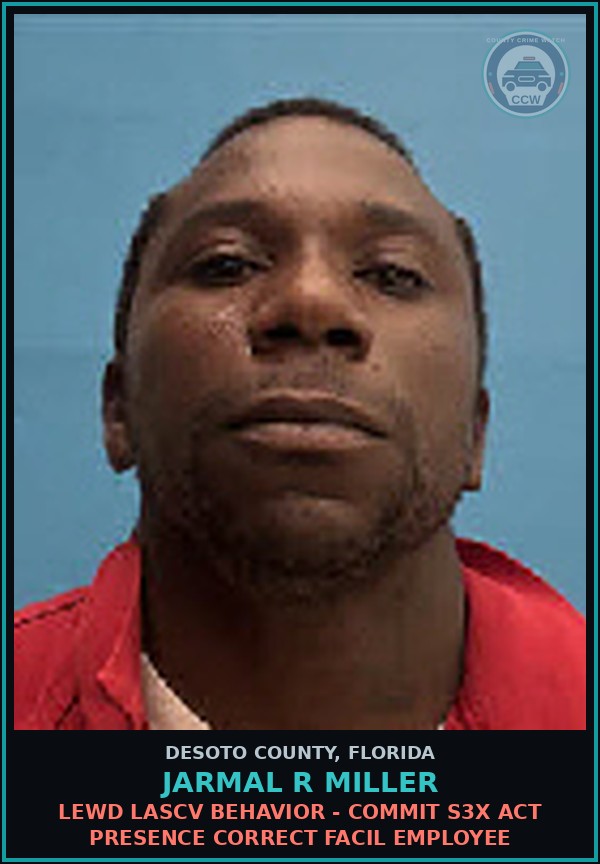 Booking mugshot of Jarmal R Miller in DeSoto County