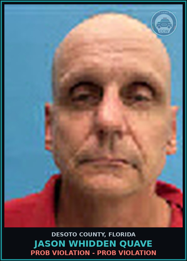 Booking mugshot of Jason Whidden Quave in DeSoto County