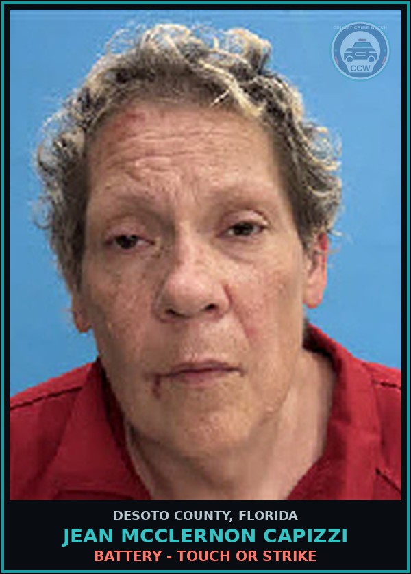 Booking mugshot of Jean McClernon Capizzi in DeSoto County