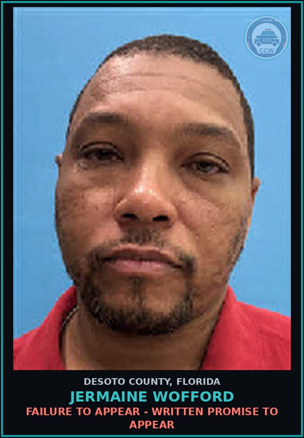 Booking mugshot of Jermaine Wofford in DeSoto County