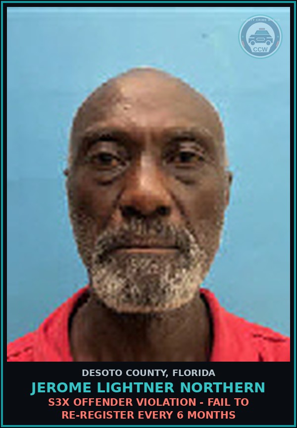 Booking mugshot of Jerome Lightner Northern in DeSoto County