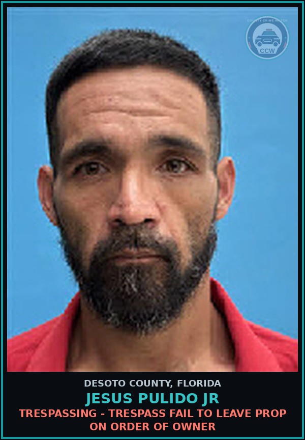 Booking mugshot of Jesus Pulido Jr in DeSoto County