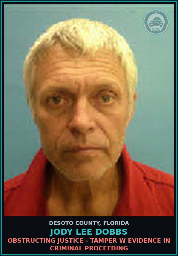 Booking mugshot of Jody Lee Dobbs in DeSoto County