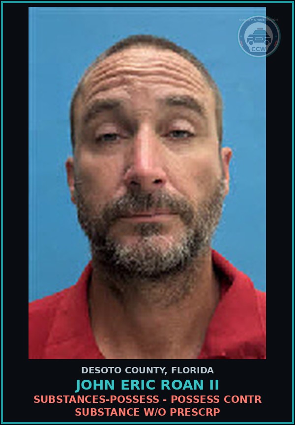 Booking mugshot of John Eric Roan II in DeSoto County