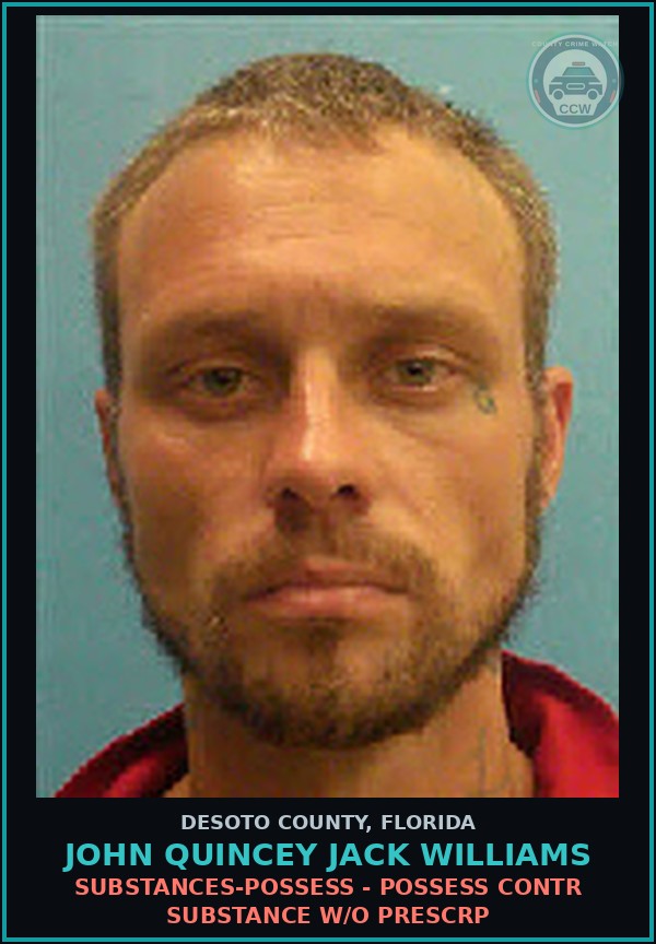 Booking mugshot of John Quincey Jack Williams in DeSoto County