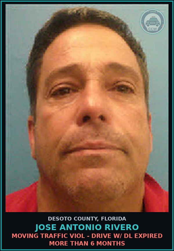 Booking mugshot of Jose Antonio Rivero in DeSoto County