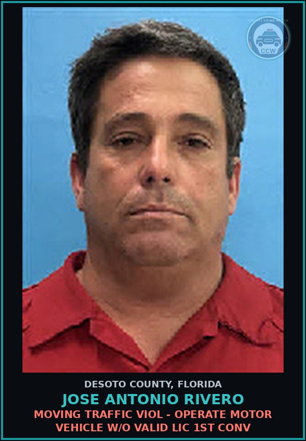 Booking mugshot of Jose Antonio Rivero in DeSoto County