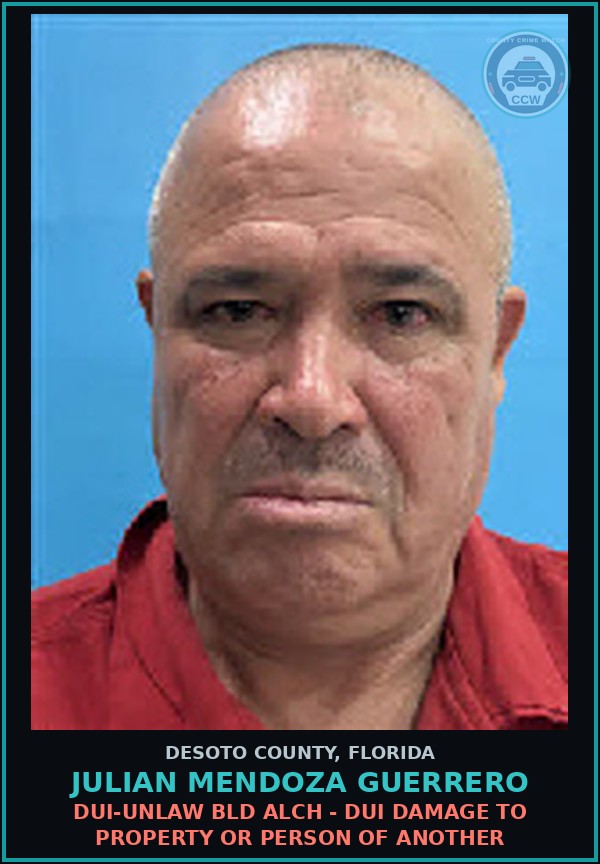 Booking mugshot of Julian Mendoza Guerrero in DeSoto County