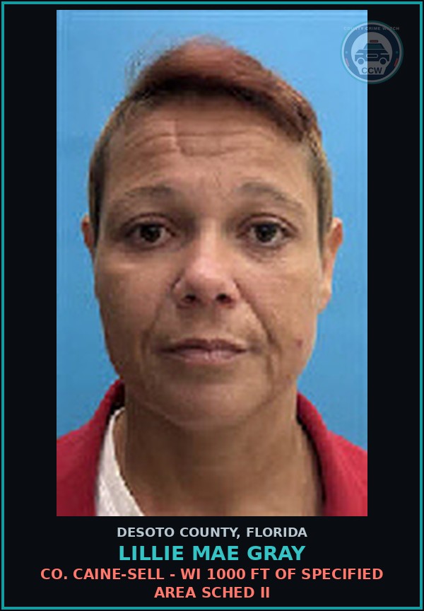 Booking mugshot of Lillie Mae Gray in DeSoto County