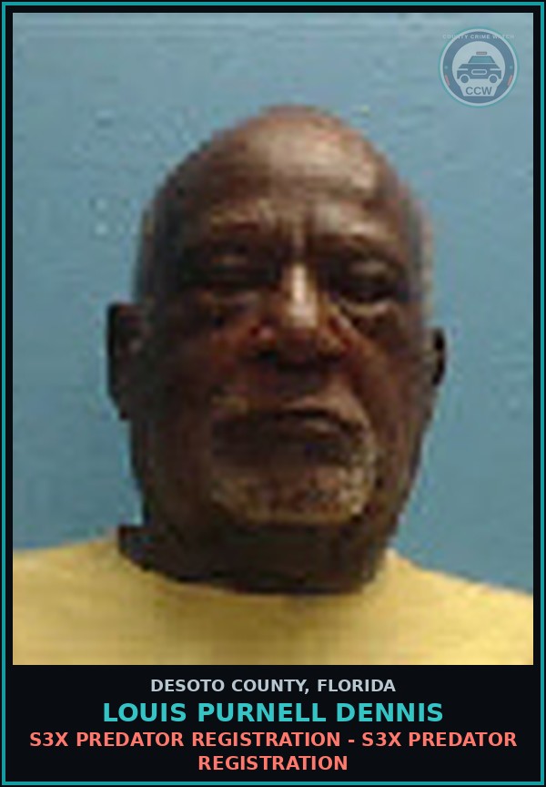 Booking mugshot of Louis Purnell Dennis in DeSoto County
