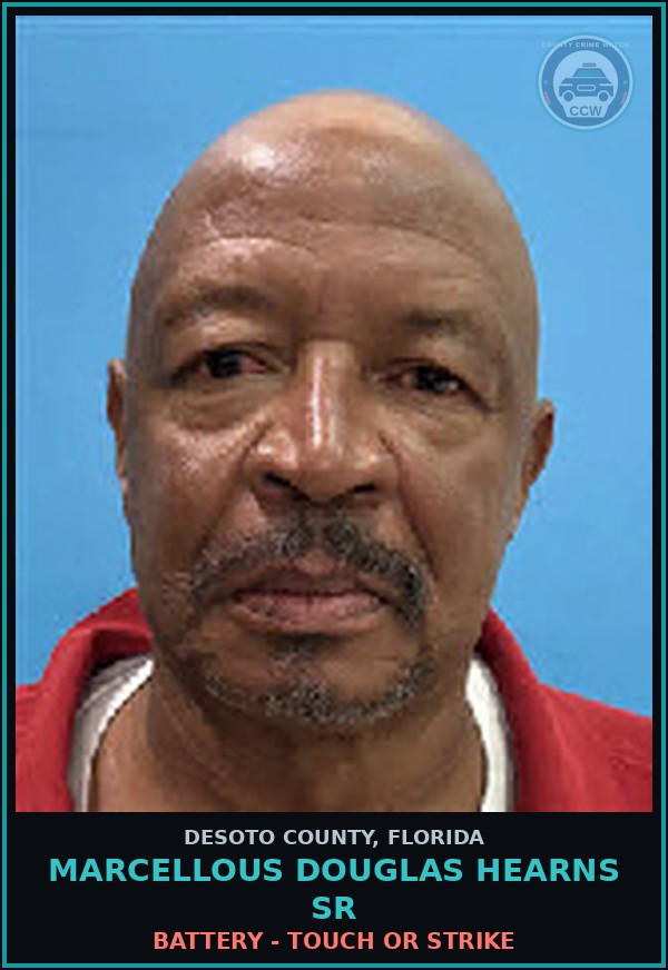 Booking mugshot of Marcellous Douglas Hearns Sr in DeSoto County