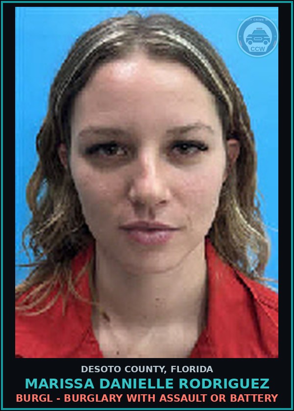 Booking mugshot of Marissa Danielle Rodriguez in DeSoto County