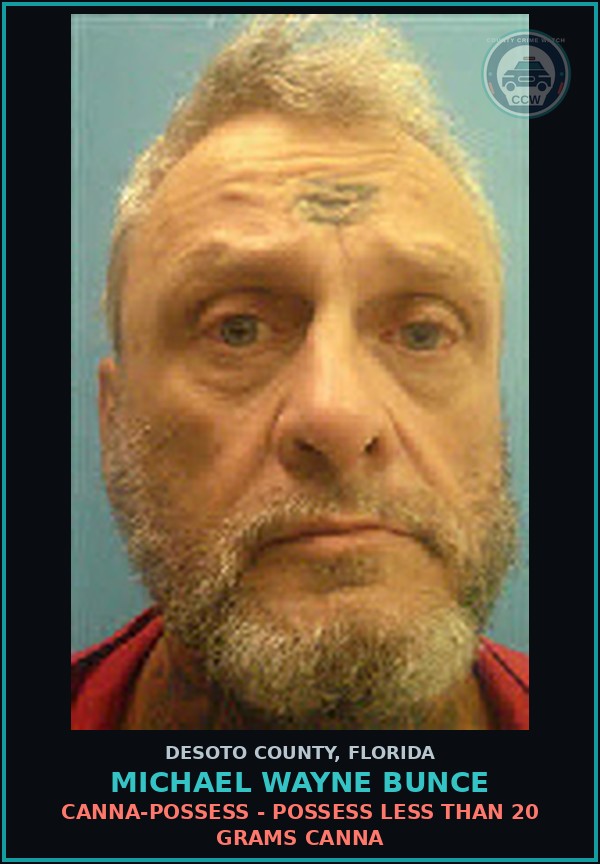 Booking mugshot of Michael Wayne Bunce in DeSoto County
