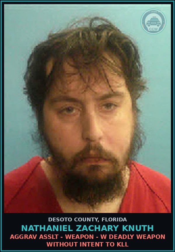Booking mugshot of Nathaniel Zachary Knuth in DeSoto County