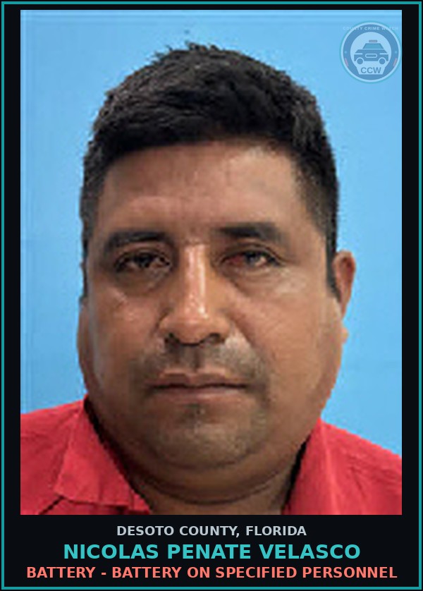 Booking mugshot of Nicolas Penate Velasco in DeSoto County