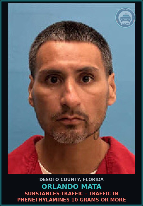 Booking mugshot of Orlando Mata in DeSoto County