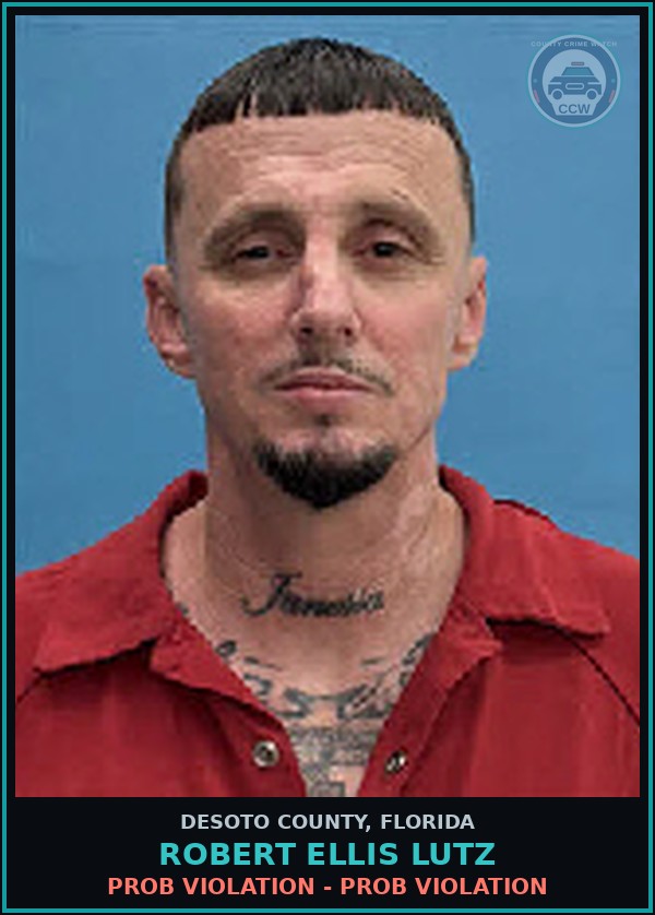 Booking mugshot of Robert Ellis Lutz in DeSoto County