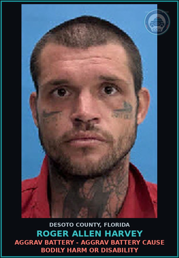 Booking mugshot of Roger Allen Harvey in DeSoto County