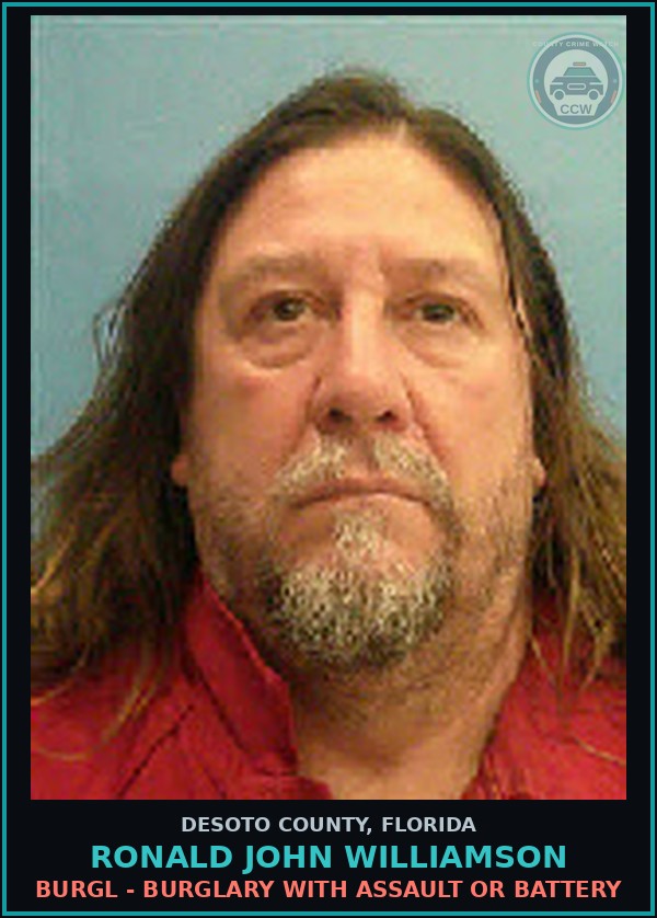 Booking mugshot of Ronald John Williamson in DeSoto County