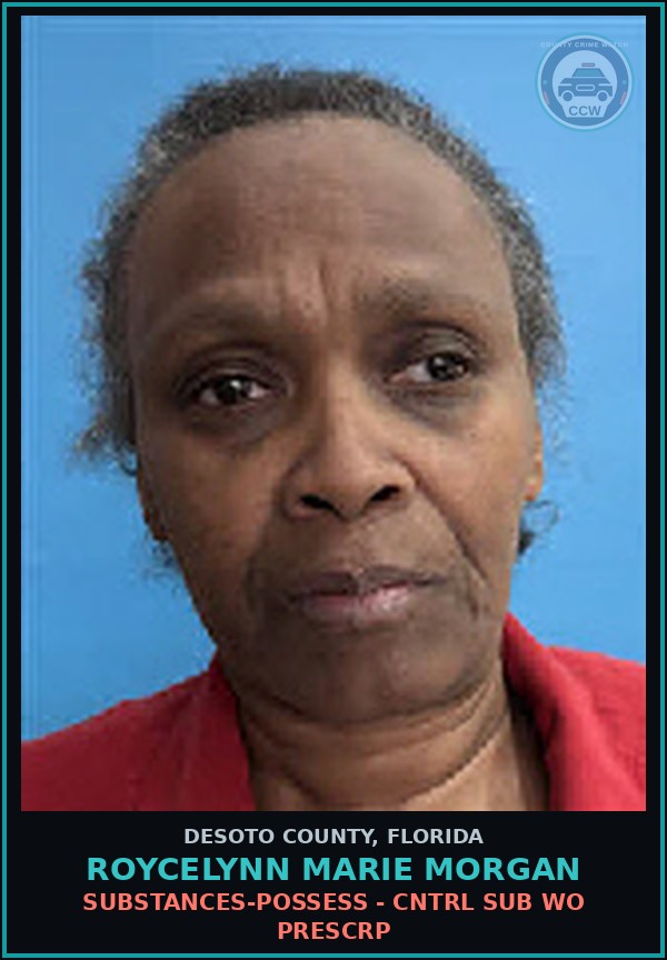 Booking mugshot of Roycelynn Marie Morgan in DeSoto County