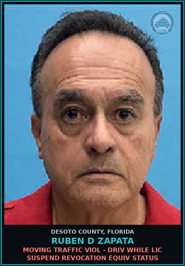 Booking mugshot of Ruben D Zapata in DeSoto County