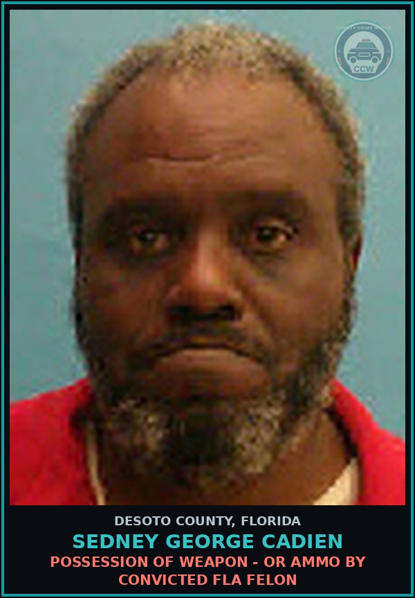 Booking mugshot of Sedney George Cadien in DeSoto County