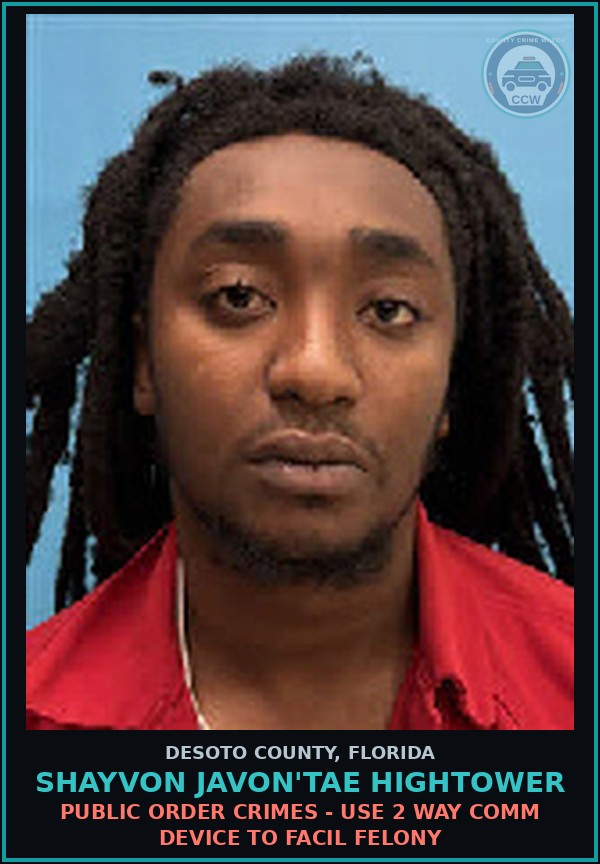 Booking mugshot of Shayvon Javon'Tae Hightower in DeSoto County