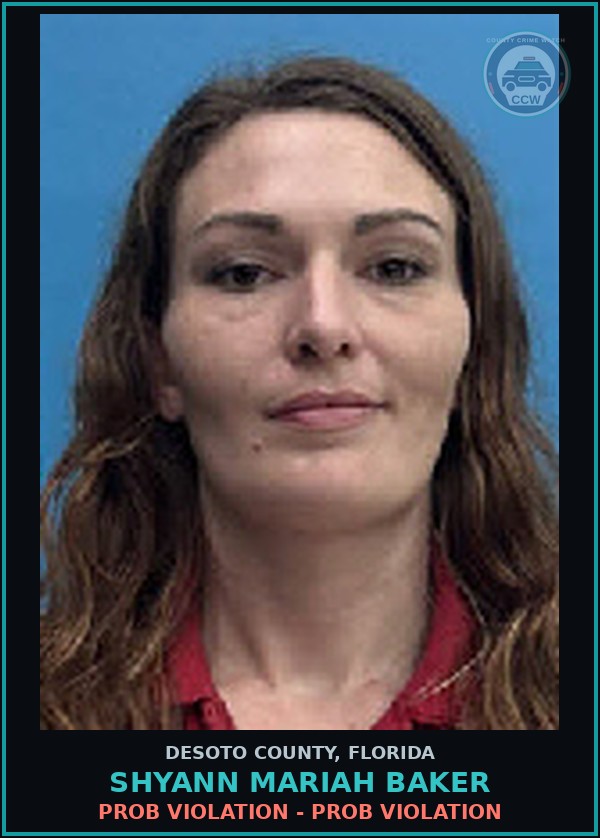 Booking mugshot of Shyann Mariah Baker in DeSoto County