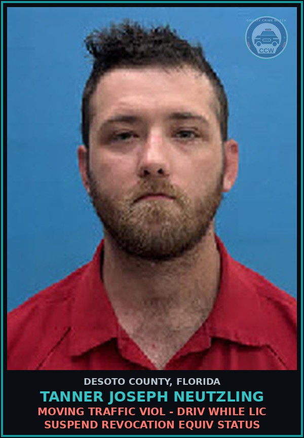 Booking mugshot of Tanner Joseph Neutzling in DeSoto County