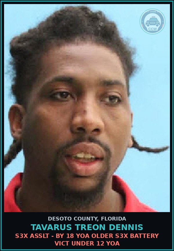 Booking mugshot of Tavarus Treon Dennis in DeSoto County
