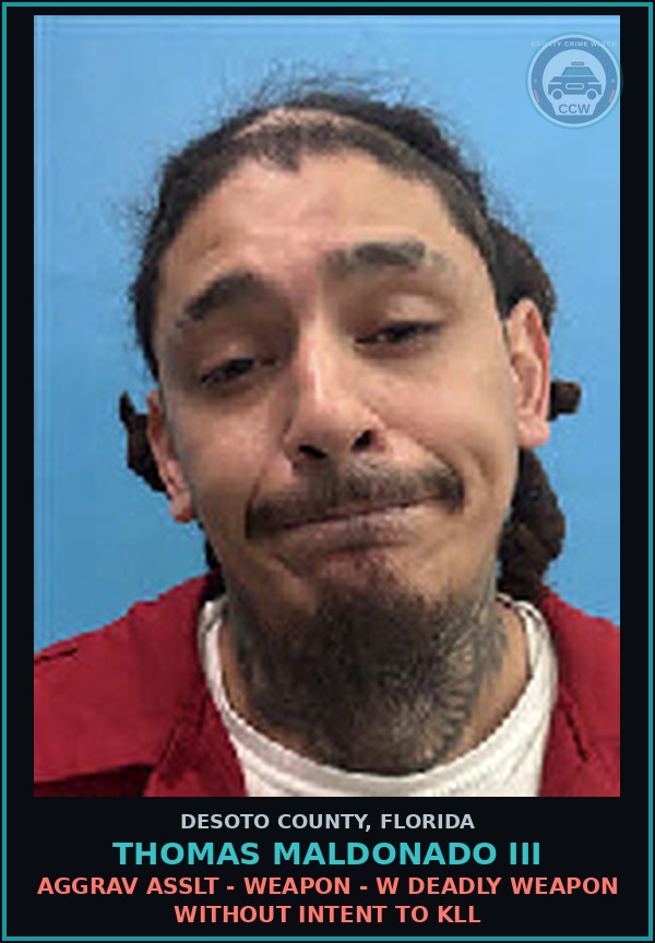 Booking mugshot of Thomas Maldonado III in DeSoto County