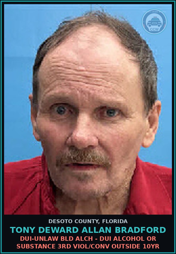 Booking mugshot of Tony Deward Allan Bradford in DeSoto County